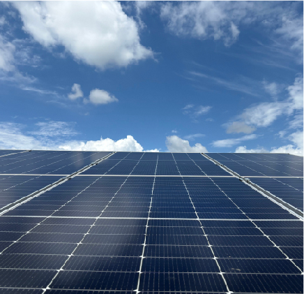 Close-up of solar glass panel